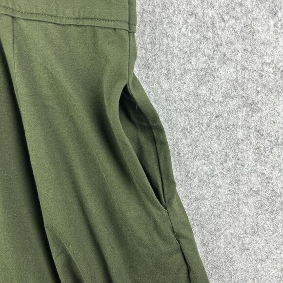 Eshakti Fit Flare Dress Womens Small 6 Olive Green Pockets Cotton Stretch Zip - Picture 4 of 15